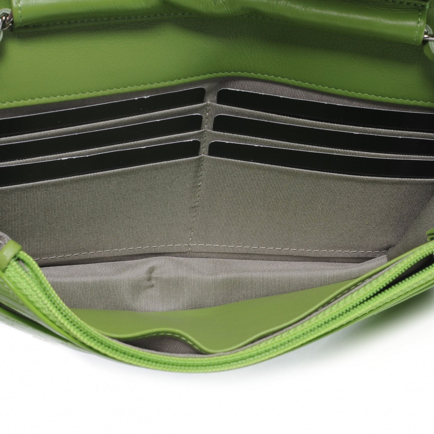 Patent Quilted Wallet On Chain WOC Lime Green