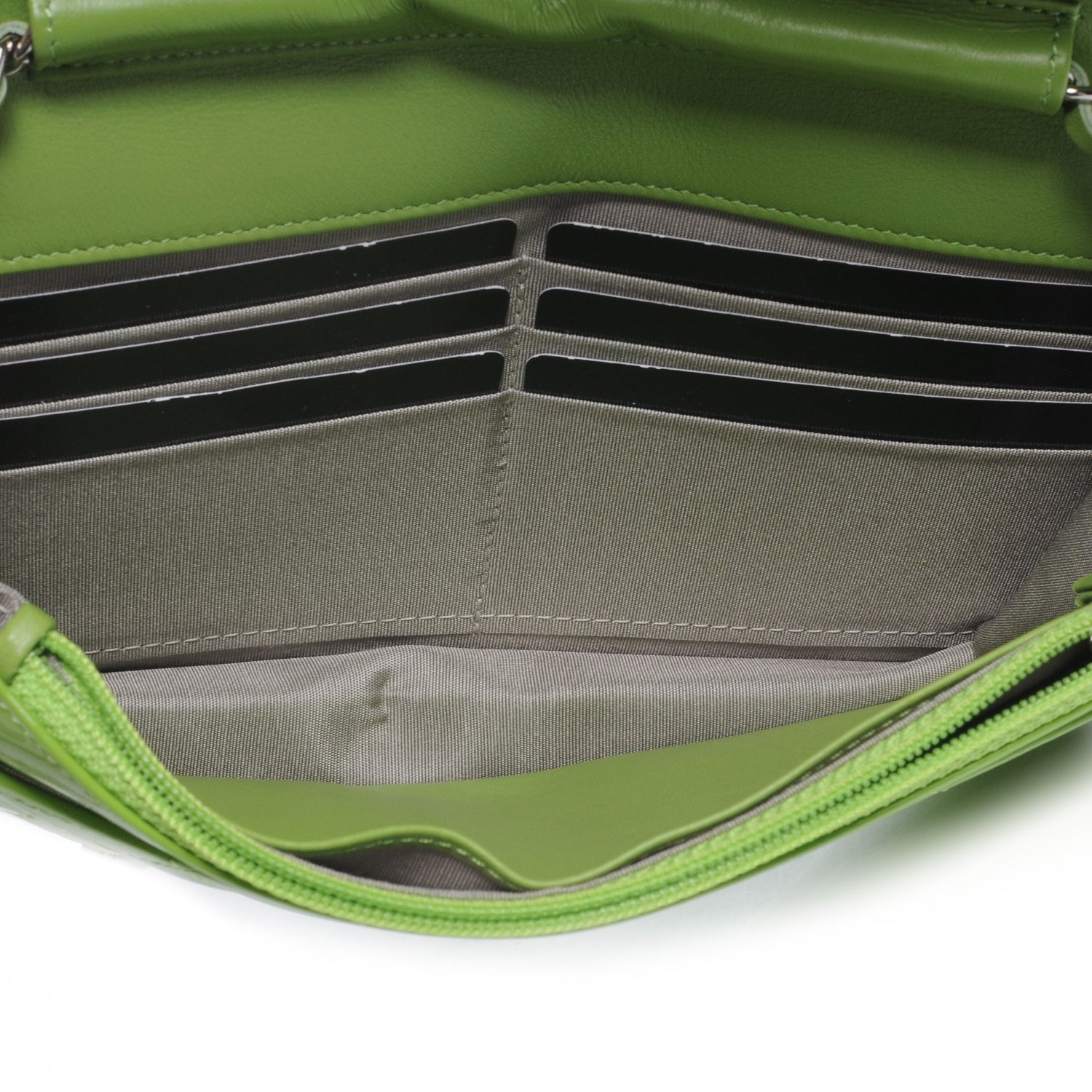 Chanel Patent Quilted Wallet On Chain WOC Lime Green 7 of 9