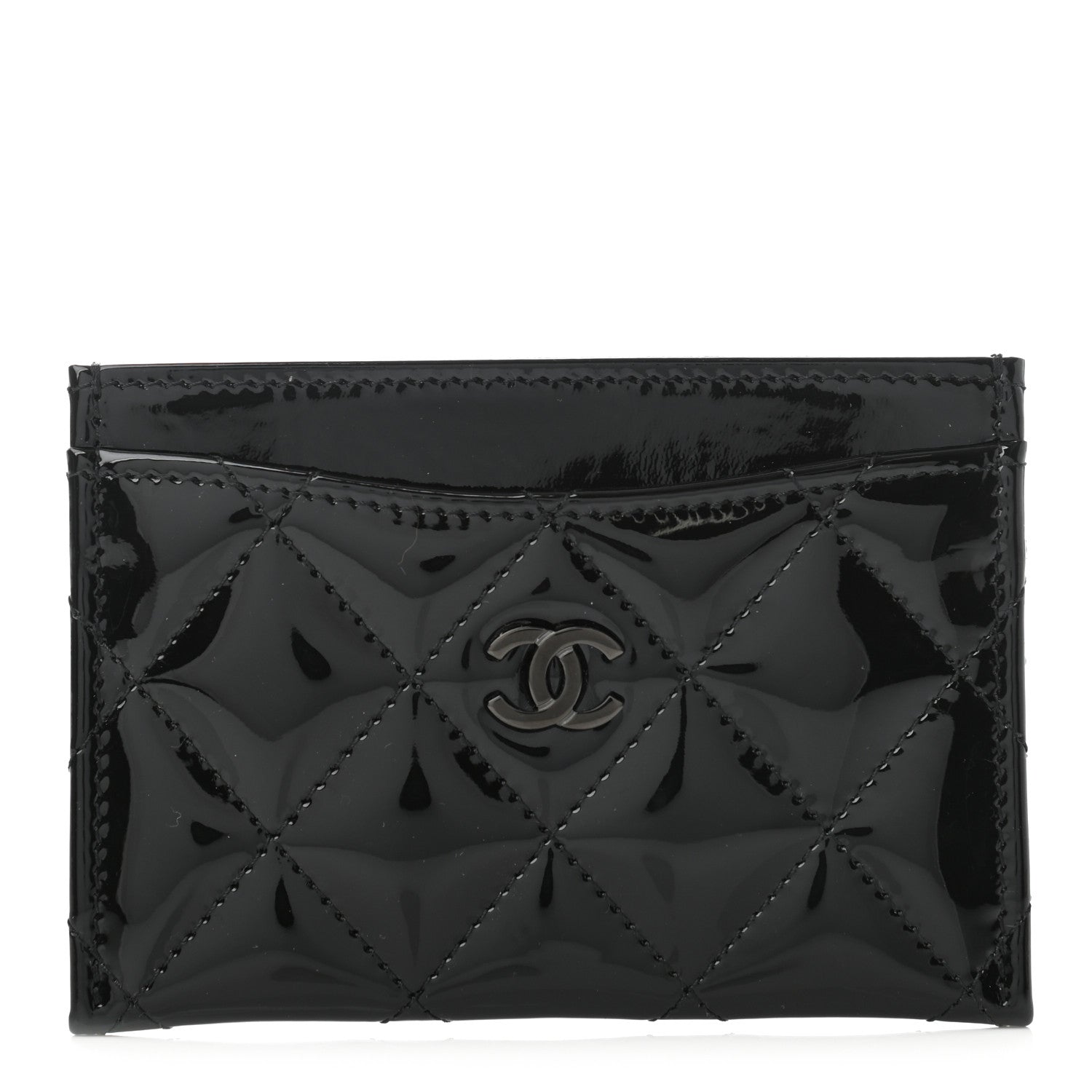 Chanel Patent Calfskin Quilted Card Holder So Black 1 of 7