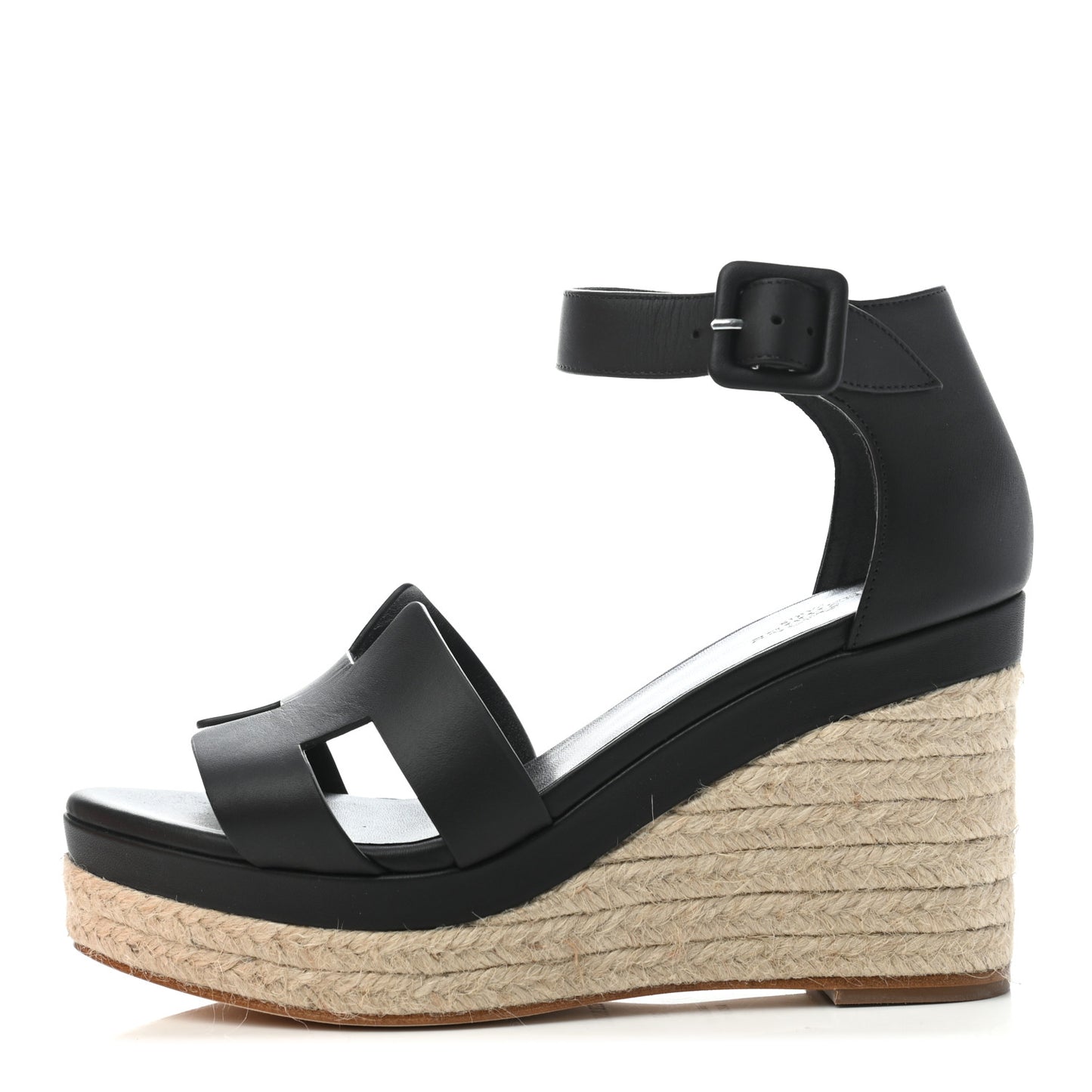 Calfskin Doll 60 Espadrille Wedge Sandals 37 Black