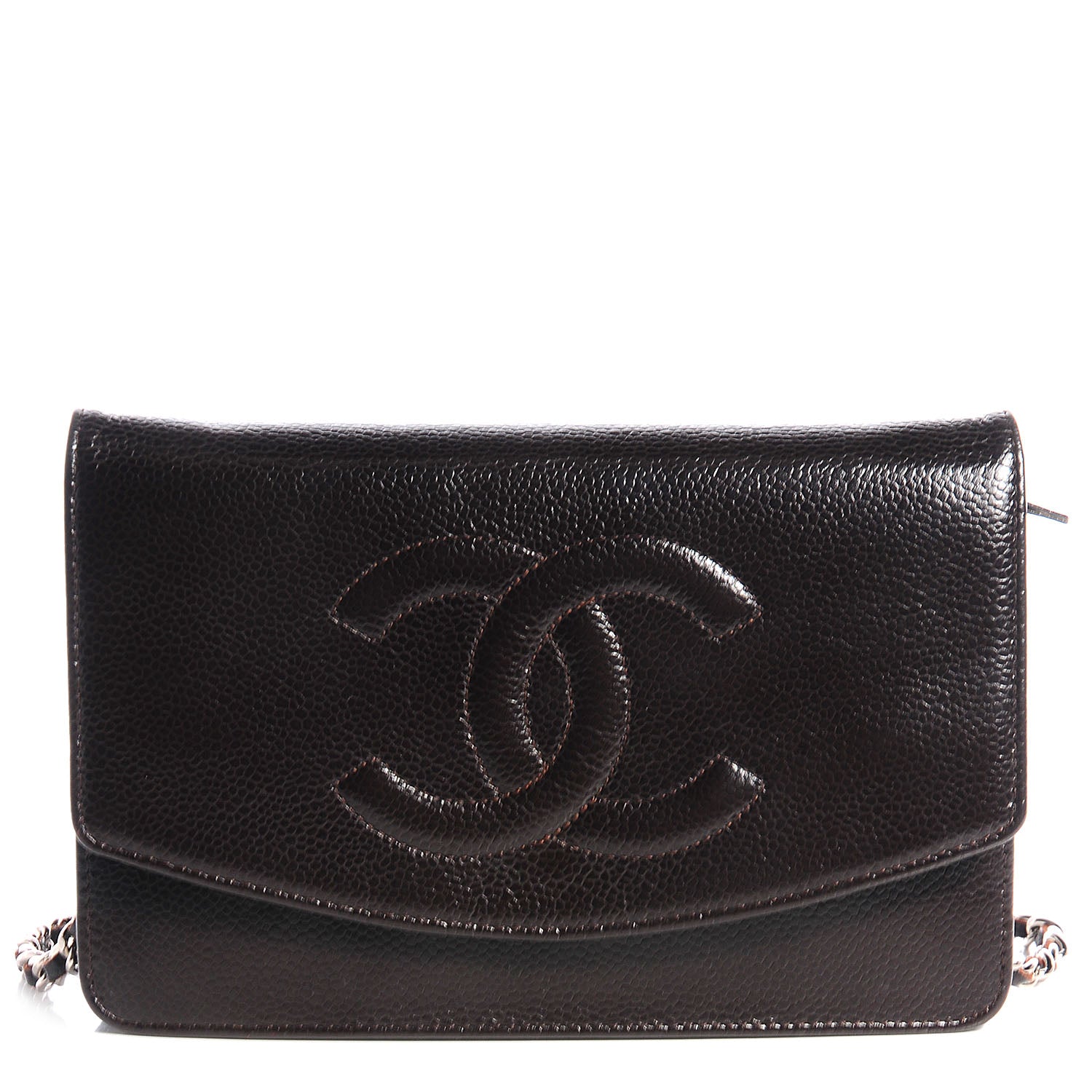 Chanel Caviar Timeless CC Wallet On Chain WOC Dark Brown 1 of 9