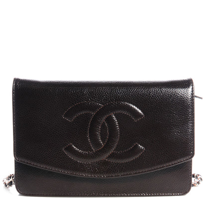 Chanel Caviar Timeless CC Wallet On Chain WOC Dark Brown 1 of 9