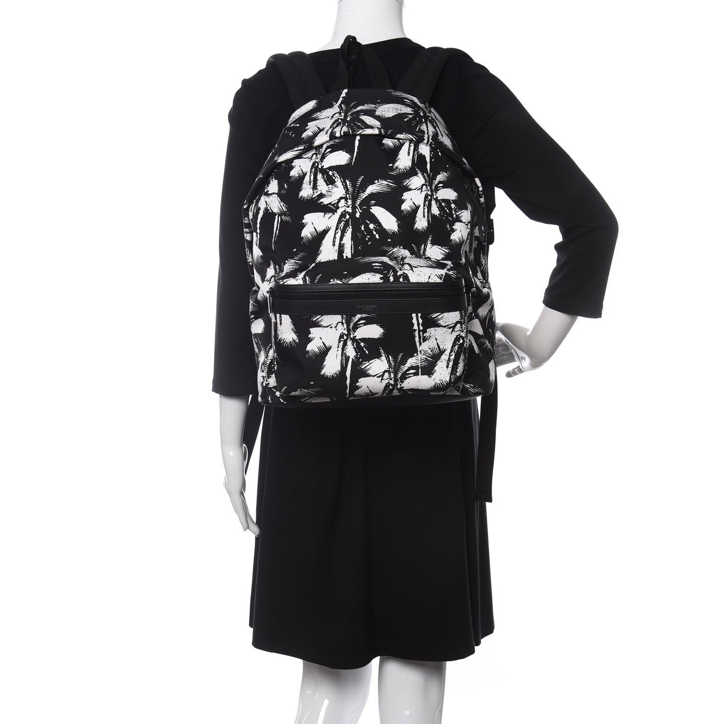 Canvas Palm Tree City Backpack Black White