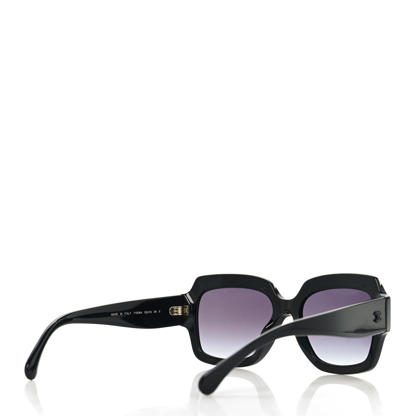 Acetate Rectangle Logo Sunglasses 71506A Black Gold