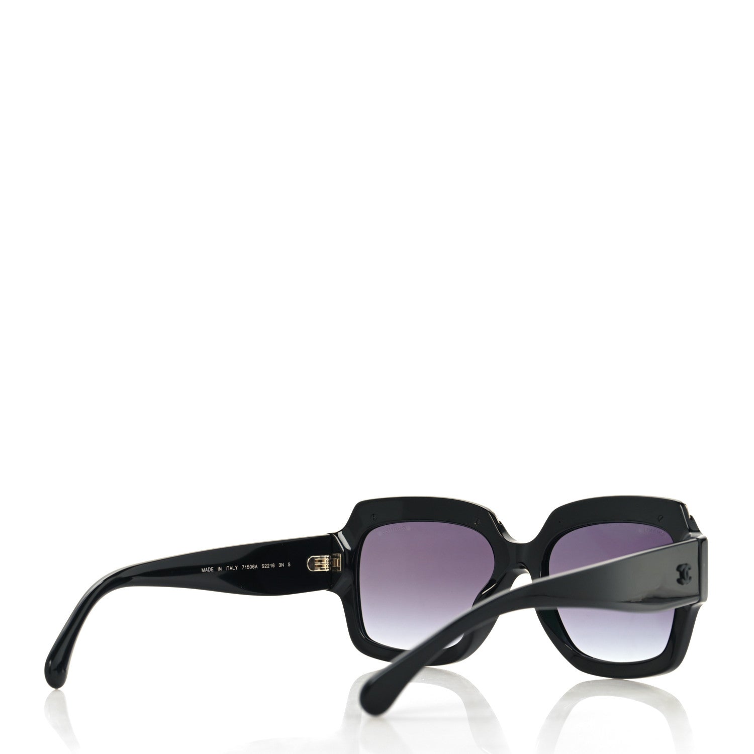 Chanel Acetate Rectangle Logo Sunglasses 71506A Black Gold 7 of 11