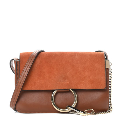 Chloe Suede Calfskin Small Faye Shoulder Bag Tobacco 1 of 13
