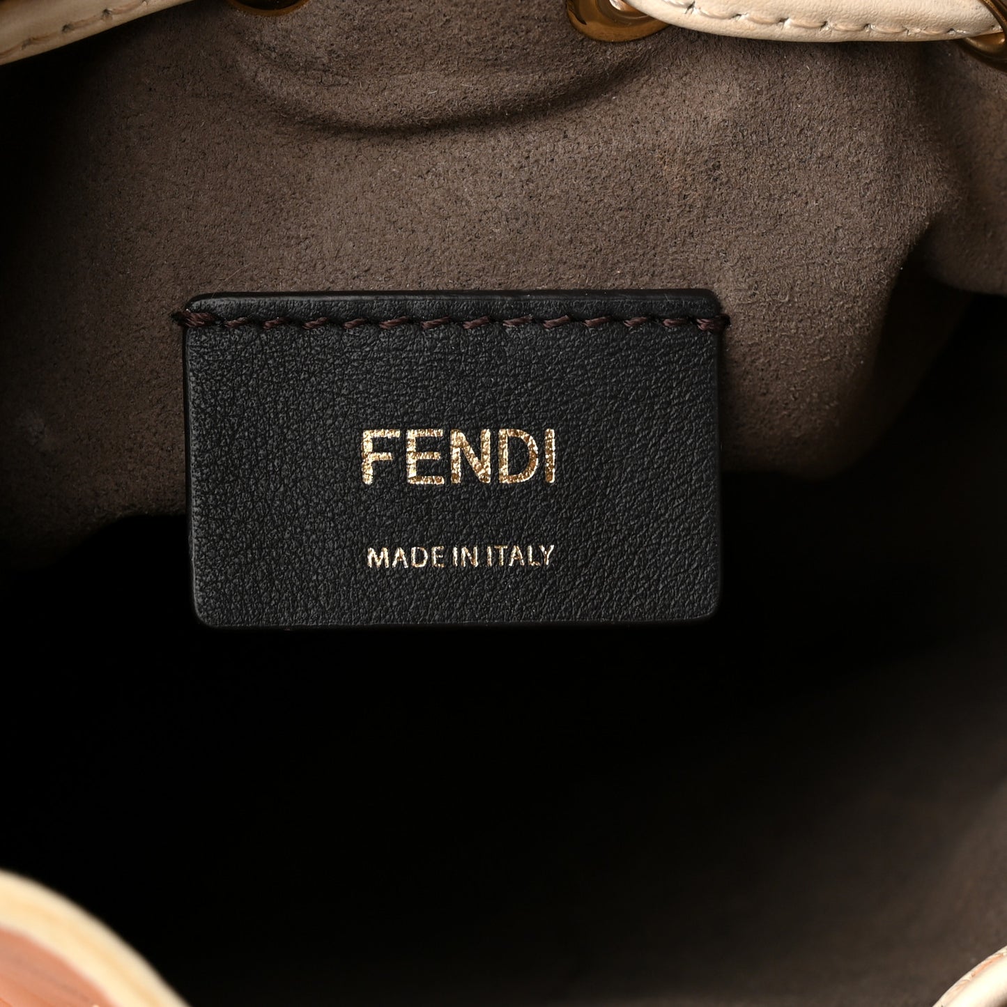 Vitello King F is Fendi FF Embossed Striped Mini Mon Tresor Bucket Bag Light Rose Multicolor White Ice