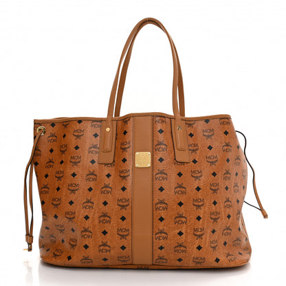MCM Visetos Large Liz Reversible Shopper Tote Cognac 3 of 15