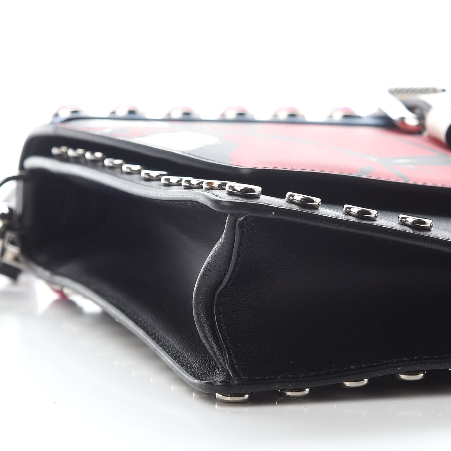 City Calfskin Orchid Print Studded Elektra Shoulder Bag Fuoco Black