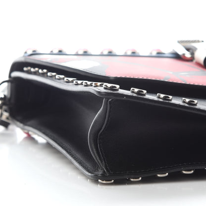 Prada City Calfskin Orchid Print Studded Elektra Shoulder Bag Fuoco Black 7 of 8