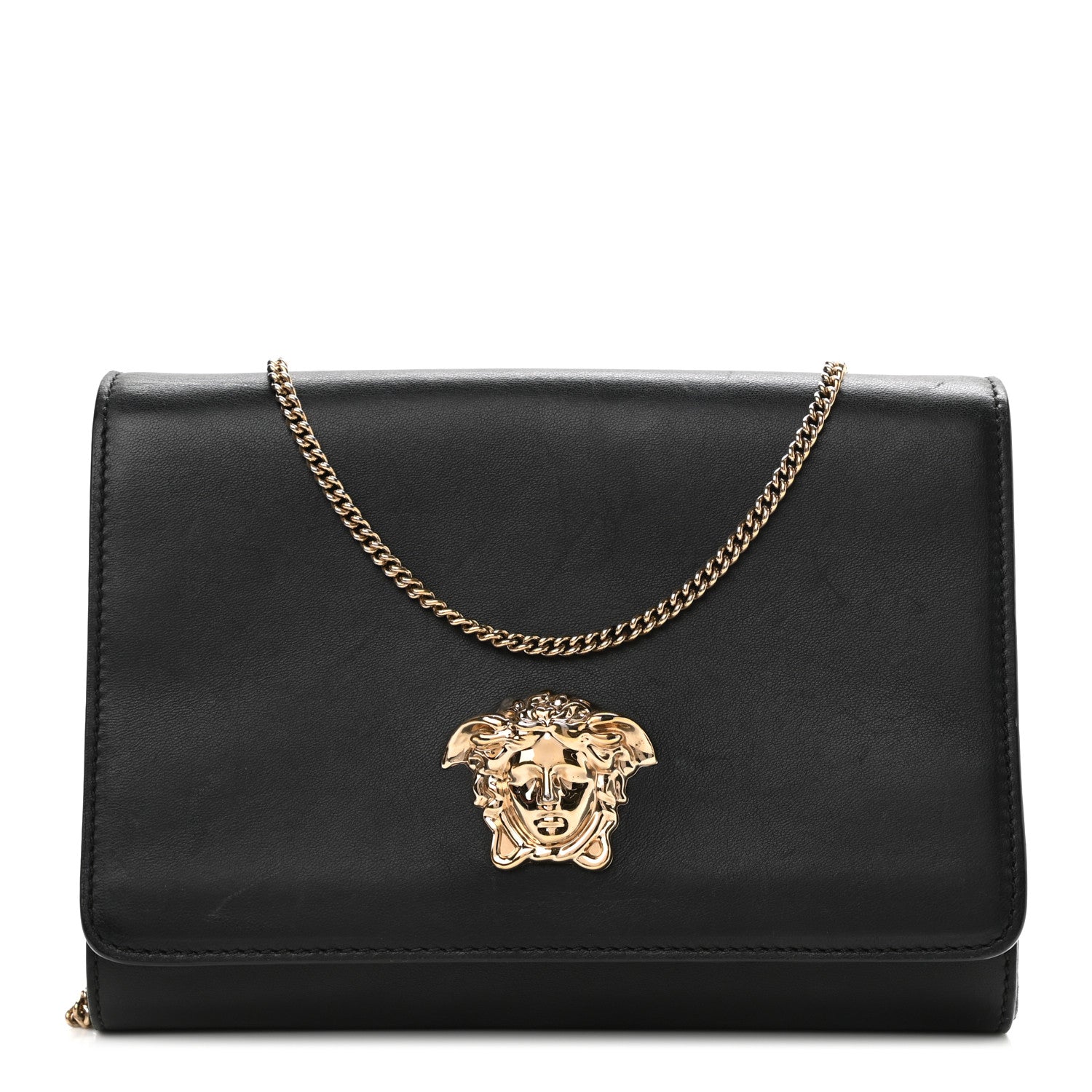 Versace Vitello Palazzo Medusa Evening Clutch Bag Black 1 of 11