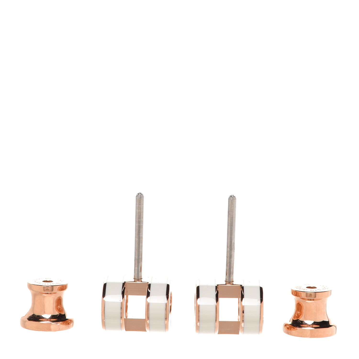 Hermes Rose Gold Lacquered Mini Pop H Earrings White 3 of 7