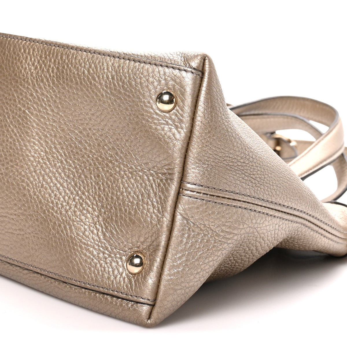 Gucci Metallic Cellarius Calfskin Small Soho Top Handle Satchel Golden Beige 10 of 10