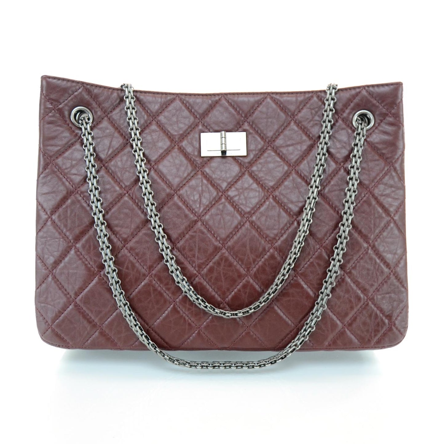 Aged Calfskin Reissue 2.55 Tote Bordeaux