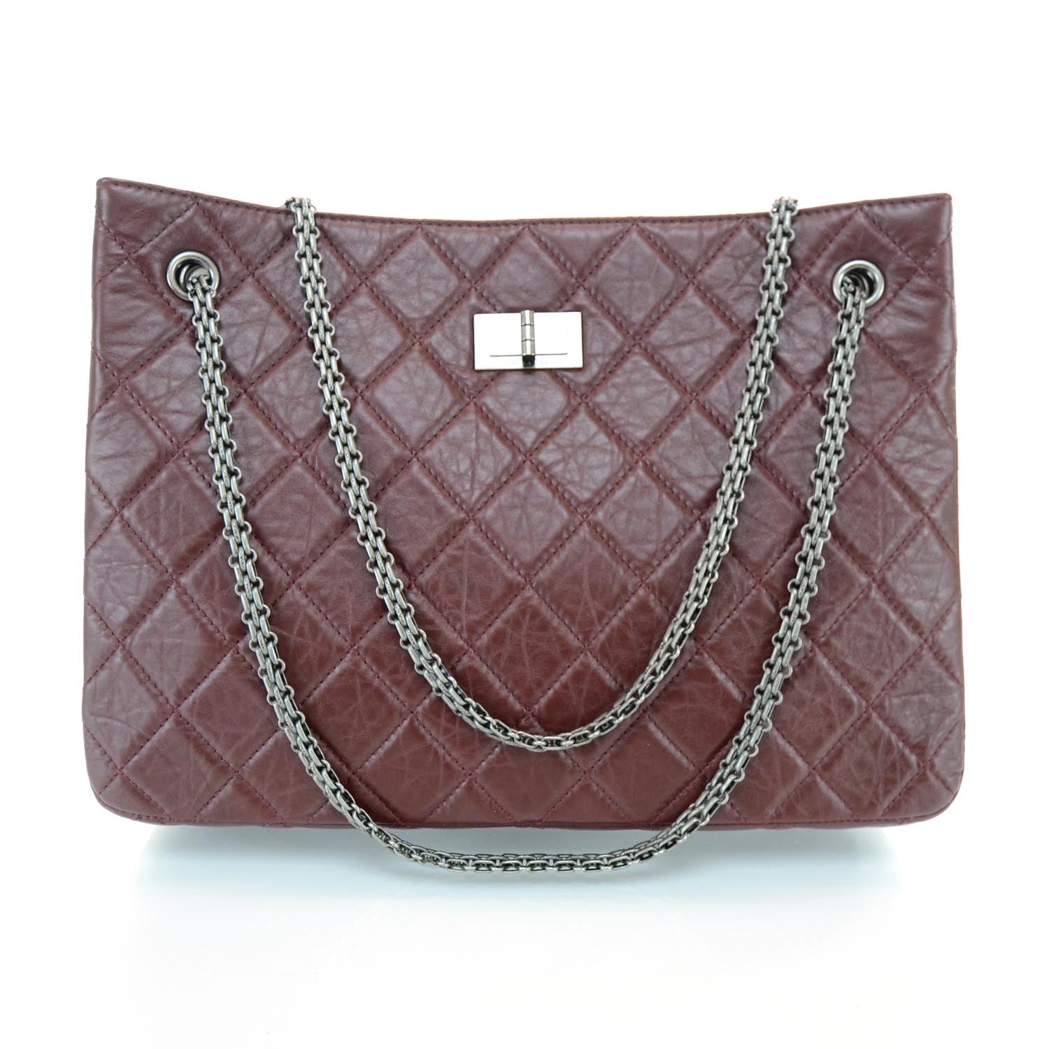 Chanel Aged Calfskin Reissue 2.55 Tote Bordeaux 1 of 12