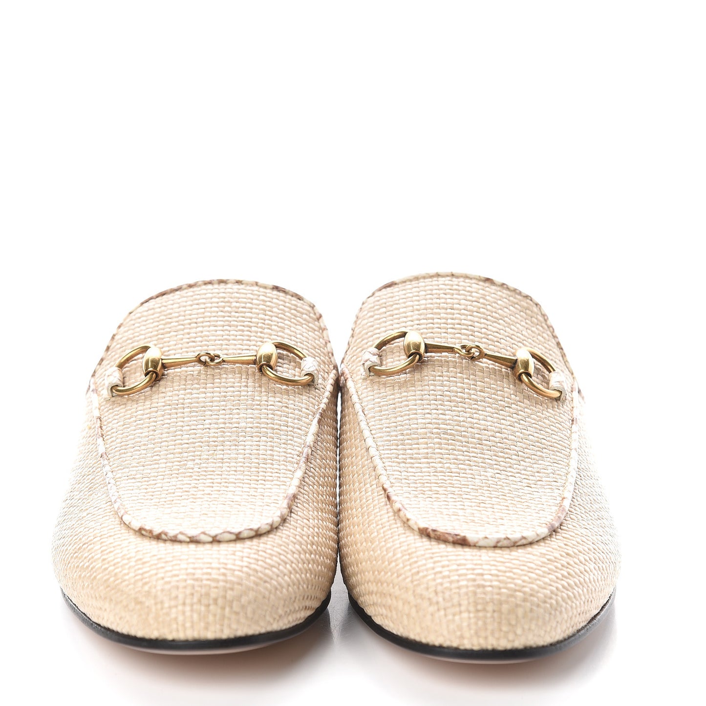 Straw Elaphe Womens Princetown Slippers 36.5 Natural Cream Brown