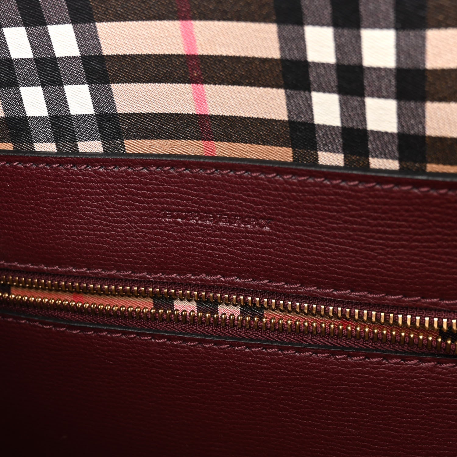 Burberry Calfskin Crest Embossed Small Tote Burgundy 6 of 12