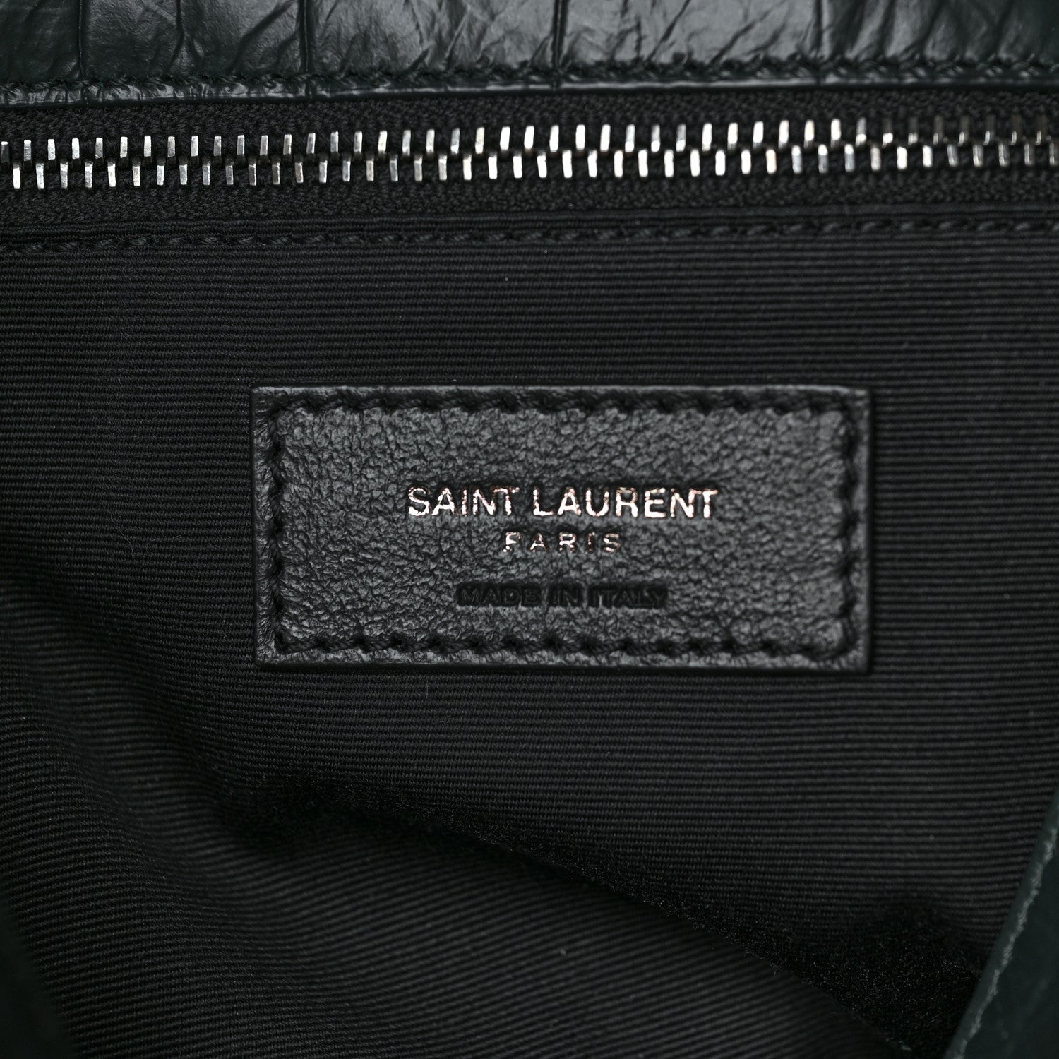 Saint Laurent Calfskin Crocodile Embossed Monogram Medium Niki Chain Satchel Algea 6 of 8