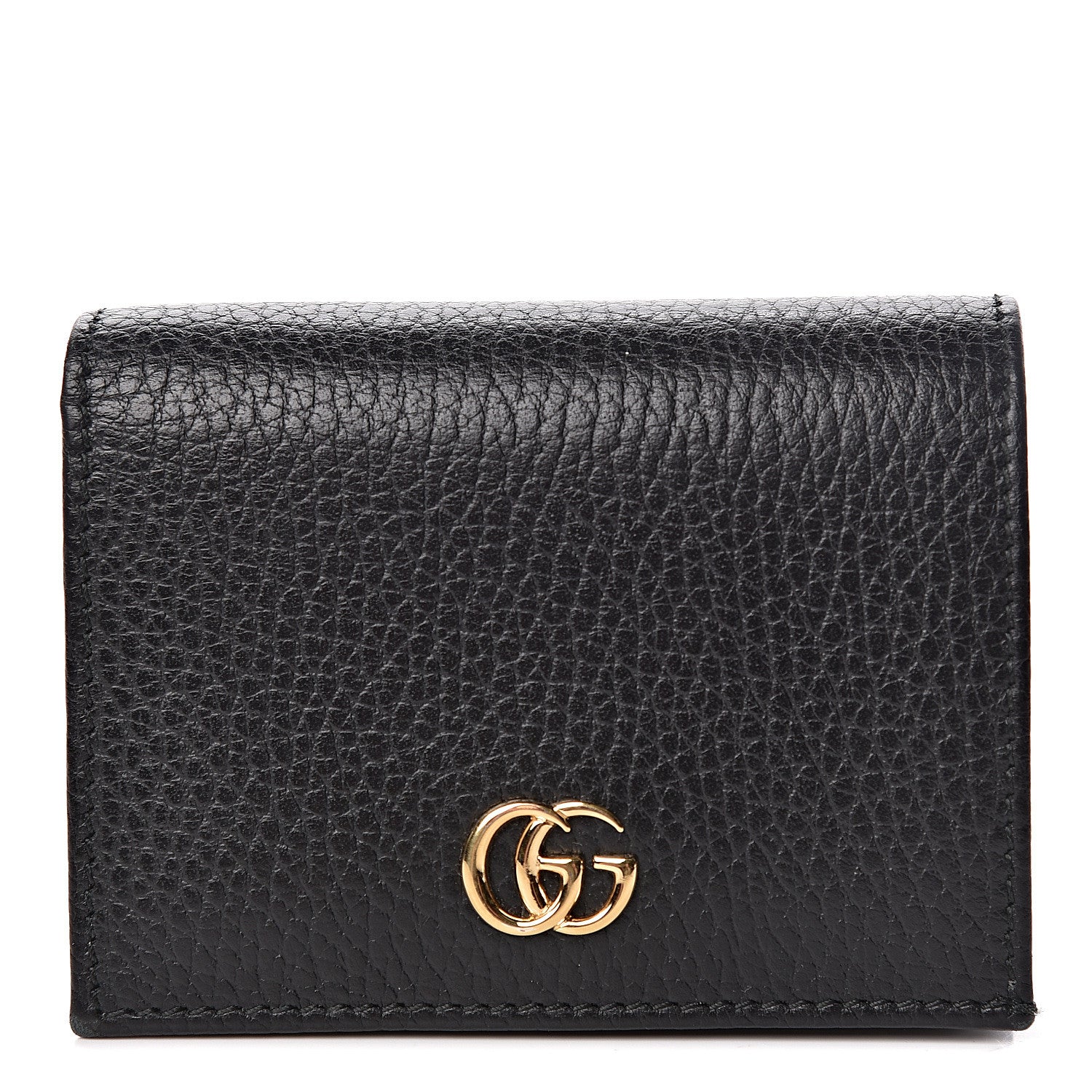 Gucci Pebbled Calfskin GG Marmont Card Case Black 1 of 8