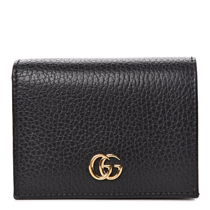 Gucci Pebbled Calfskin GG Marmont Card Case Black 1 of 8