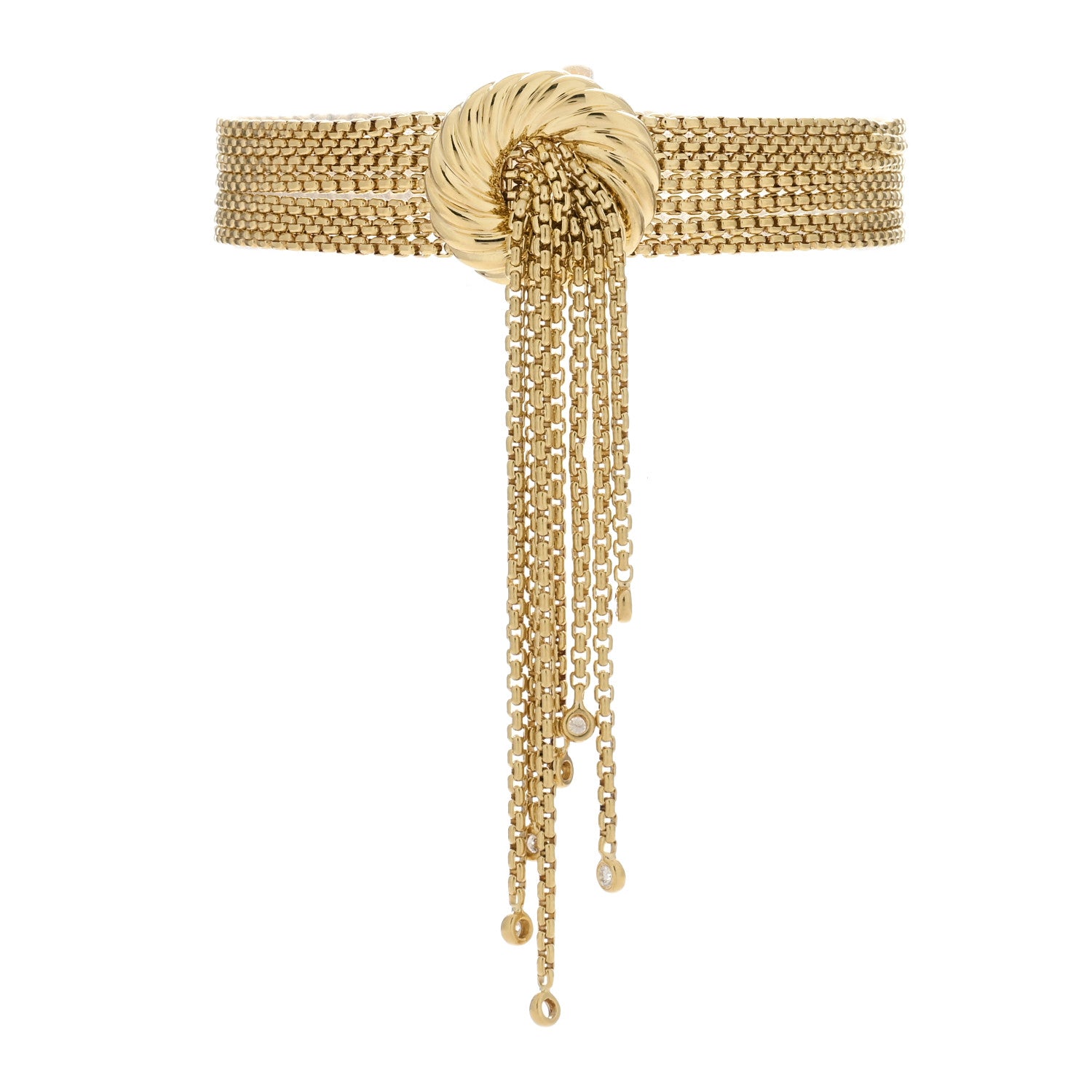 David Yurman 18K Yellow Gold Diamond Multi Strand Tassel Bracelet 1 of 3