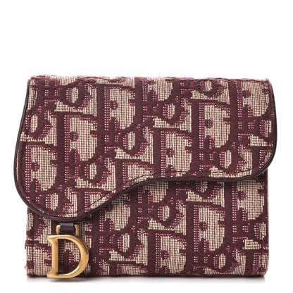 Christian Dior Oblique Saddle Card Holder Bordeaux 1 of 8