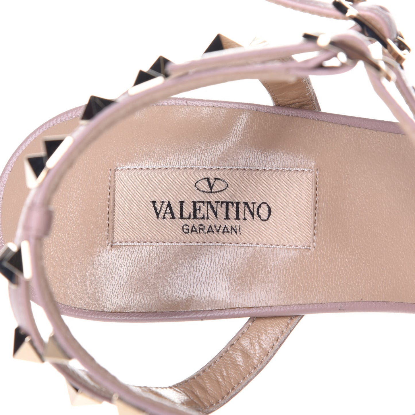 Patent Nappa Rockstud Ankle Strap 65mm Pumps 41 Light Ivory Poudre