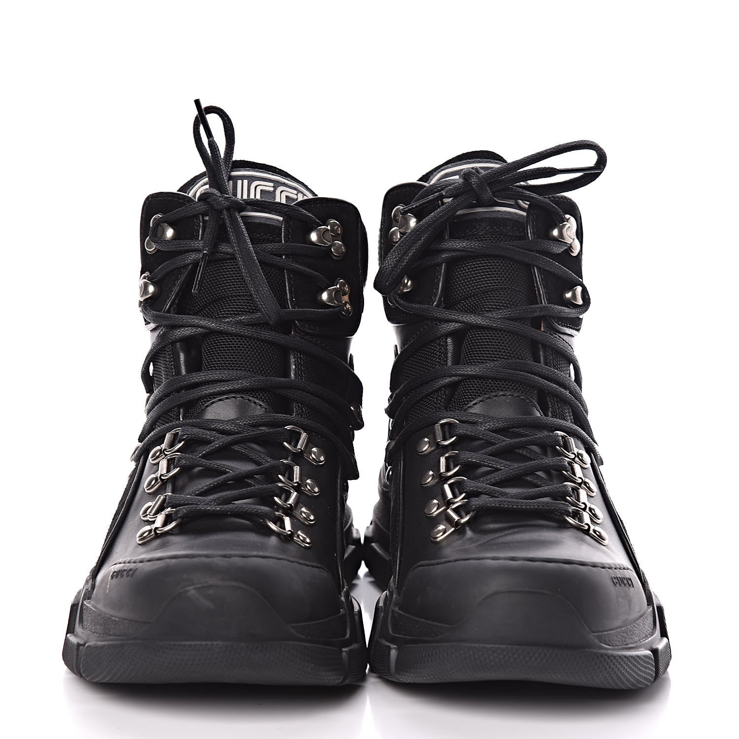Gucci X SEGA Calfskin Suede Technical Canvas Womens Flashtrek High-Top Sneakers 41 Black 2 of 10