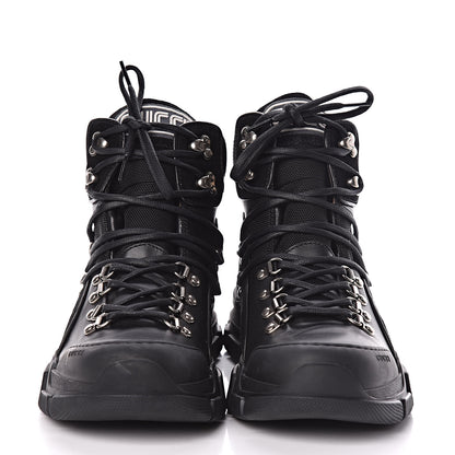 Gucci X SEGA Calfskin Suede Technical Canvas Womens Flashtrek High-Top Sneakers 41 Black 2 of 10