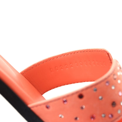 Hermes Suede Goatskin Rhinestone Oran Sandals 39.5 Orange Joey 8 of 9