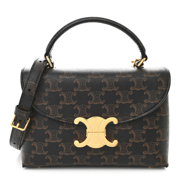 最後値下げ　celine triomphe セリーヌ Celine Triomphe Canvas Teen Nino Tan 1647914 – FASHIONPHILE
