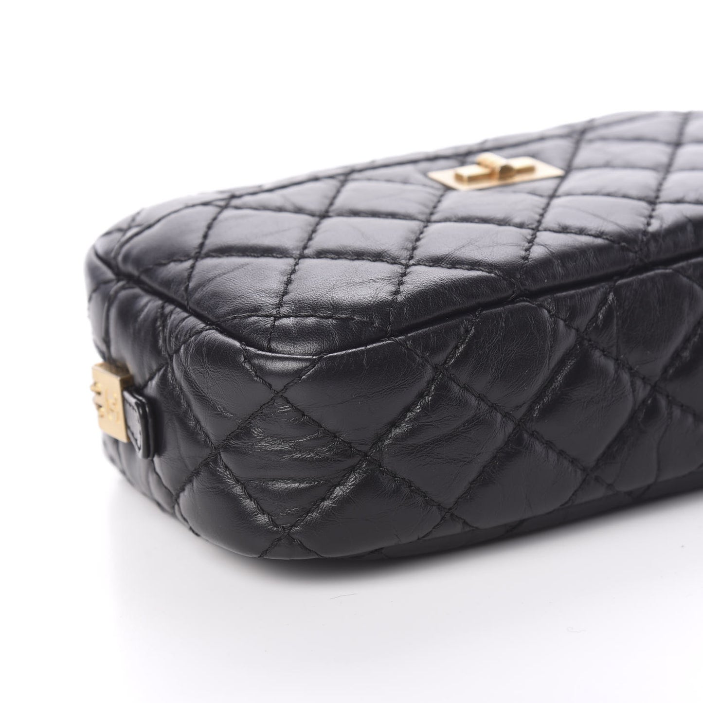 Aged Calfskin Quilted Small Reissue Camera Case Black