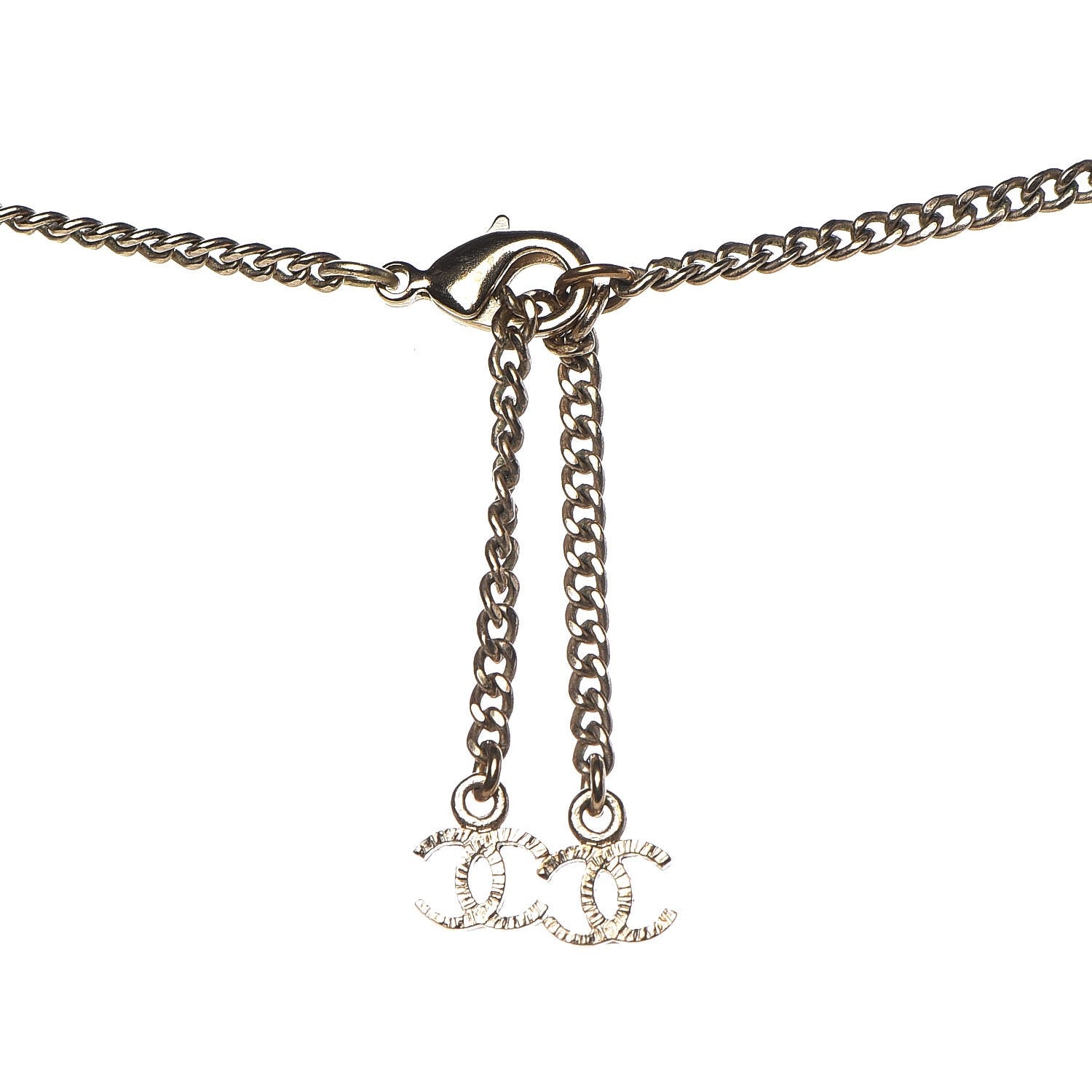 Chanel Crystal Pearl Camellia Necklace Gold 5 of 6