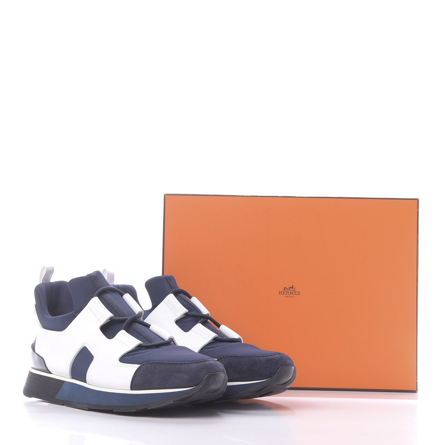 Technical Canvas Calfskin Goatskin Womens Player Sneakers 38.5 Marine White Black