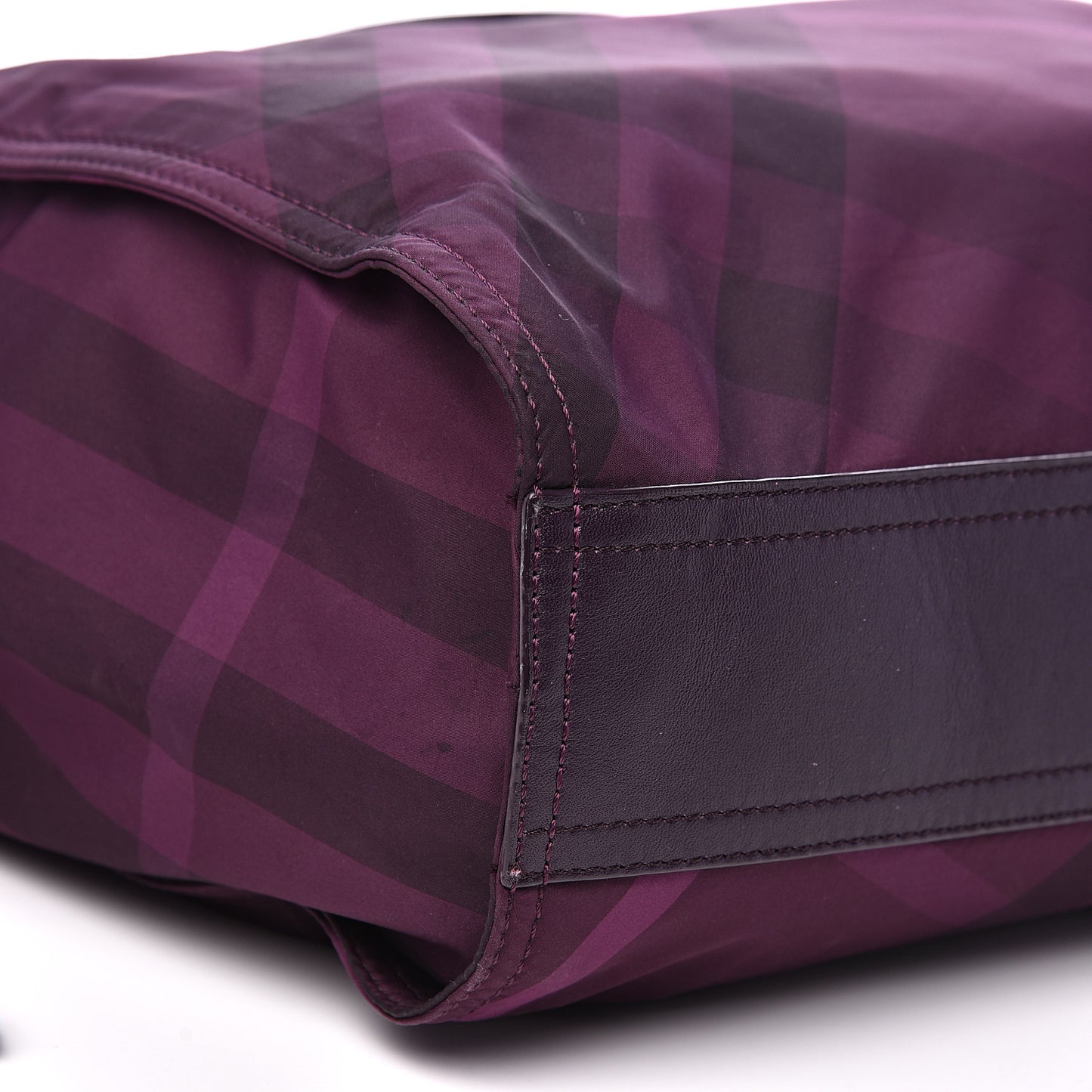 Nylon Check Small Buckleigh Packable Tote Purple