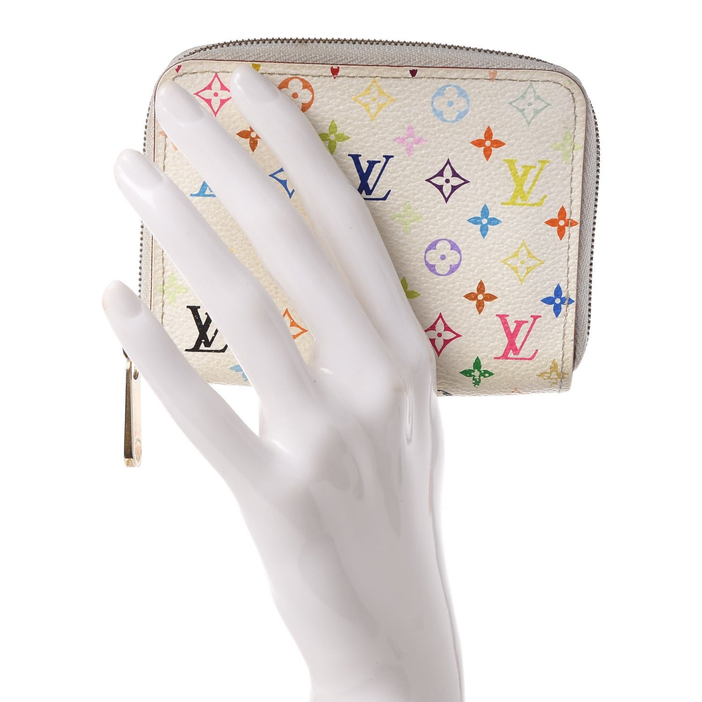 Monogram Multicolor Zippy Coin Purse Wallet White Litchi