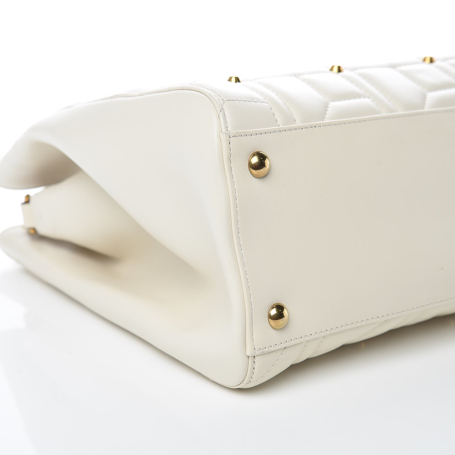 Gucci Calfskin Matelasse Studded Medium GG Marmont Tote White 9 of 10