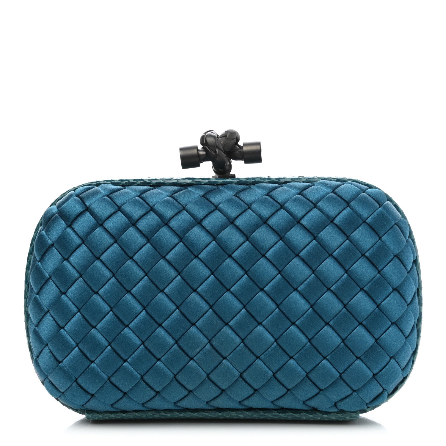Bottega Veneta Satin Intreccio Impero Ayers Knot Clutch Turquoise 1 of 6