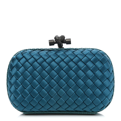 Bottega Veneta Satin Intreccio Impero Ayers Knot Clutch Turquoise 1 of 6