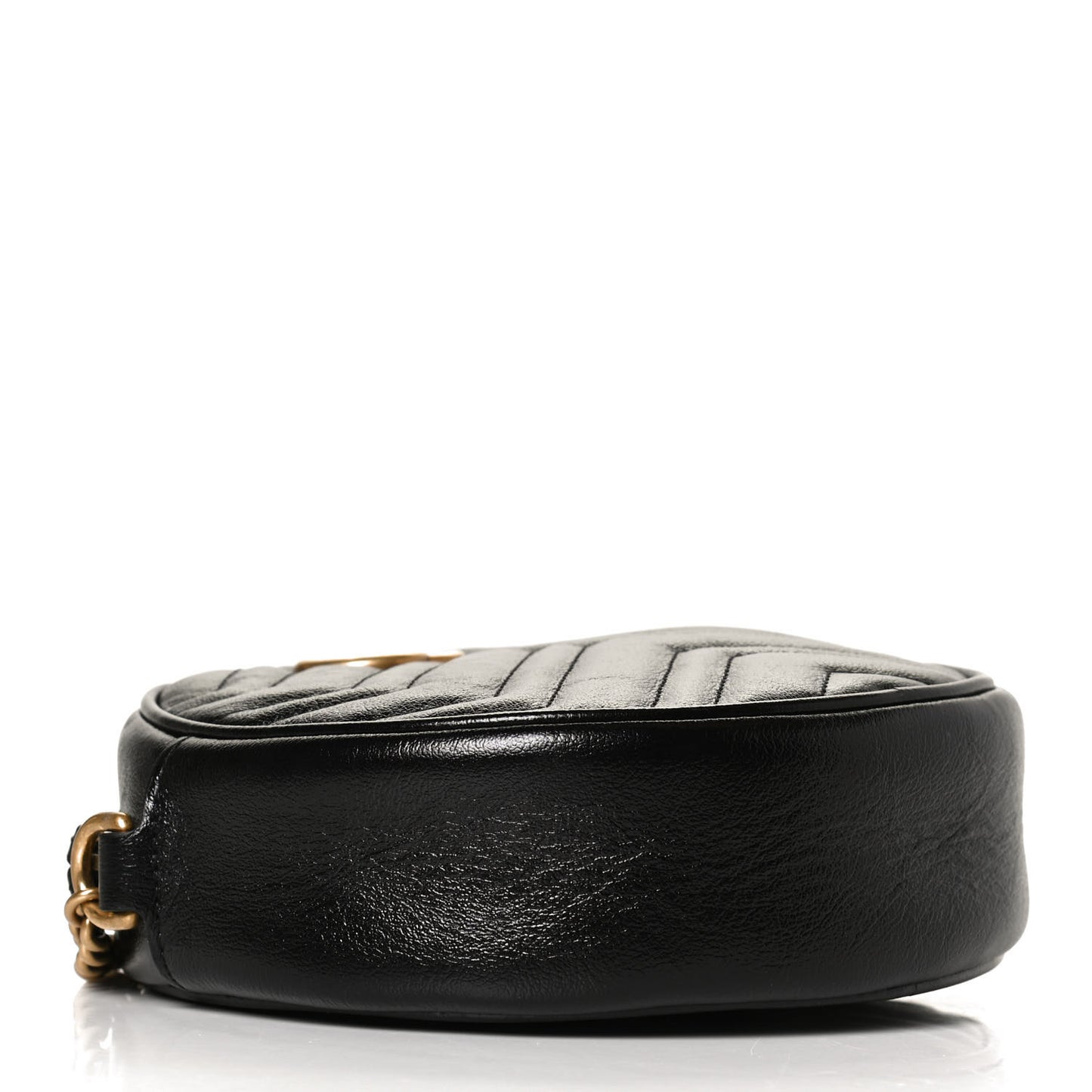 Azalea Calfskin Matelasse Heart Mini GG Marmont Round Shoulder Bag Black