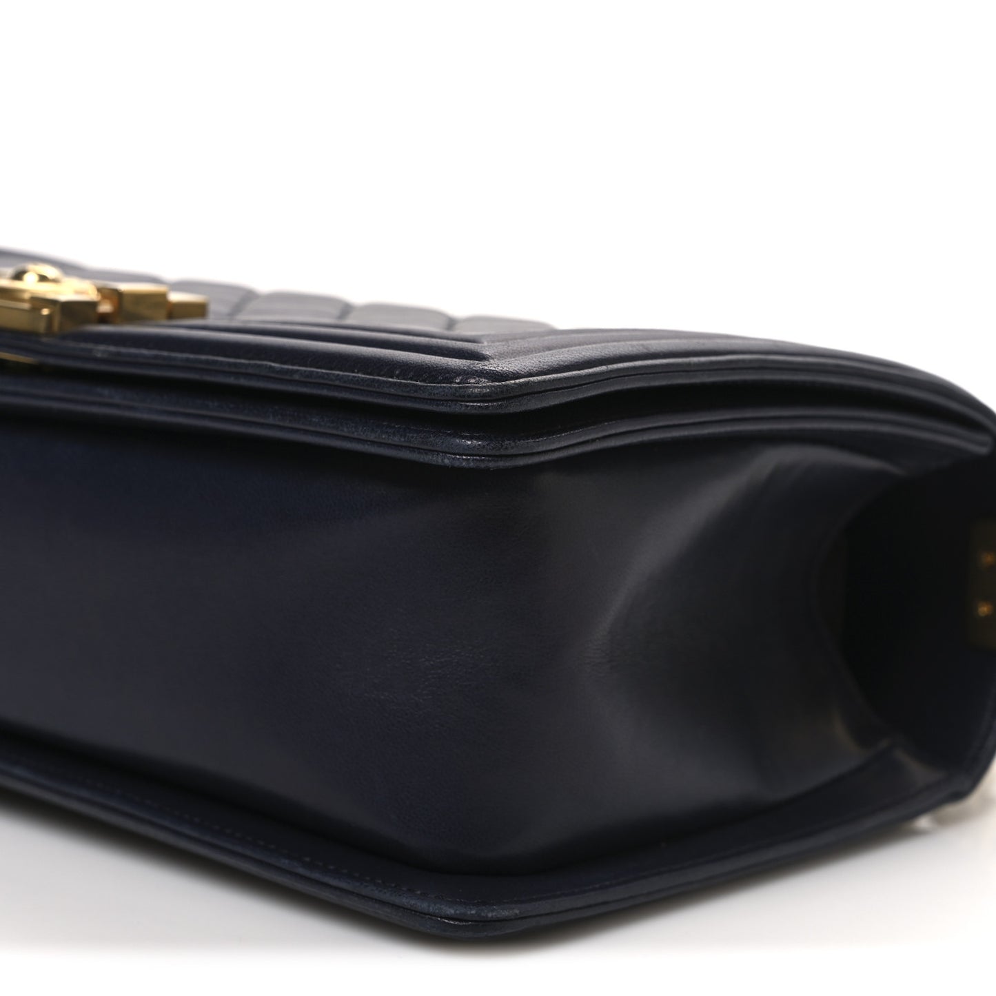 Lambskin Quilted Medium Boy Flap Dark Navy