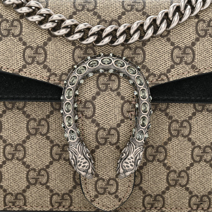 Gucci GG Supreme Monogram Suede Crystal Small Dionysus Shoulder Bag Beige Ebony Black 8 of 12