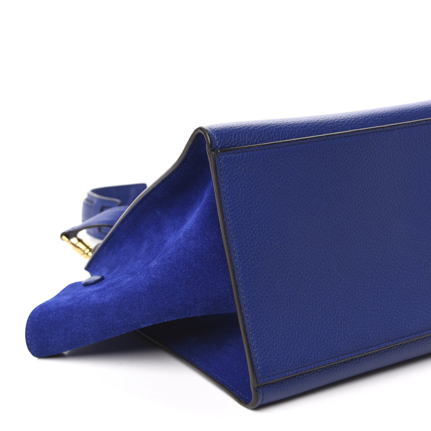 Drummed Calfskin Suede Small Trapeze Indigo