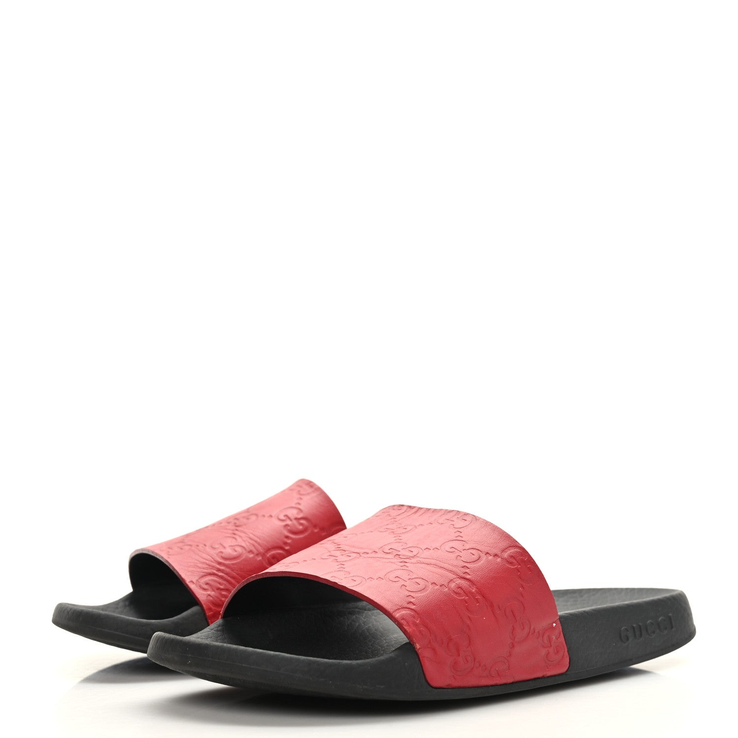 Gucci Guccissima Signature Womens Slide Sandals 38 Hibiscus Red 3 of 8