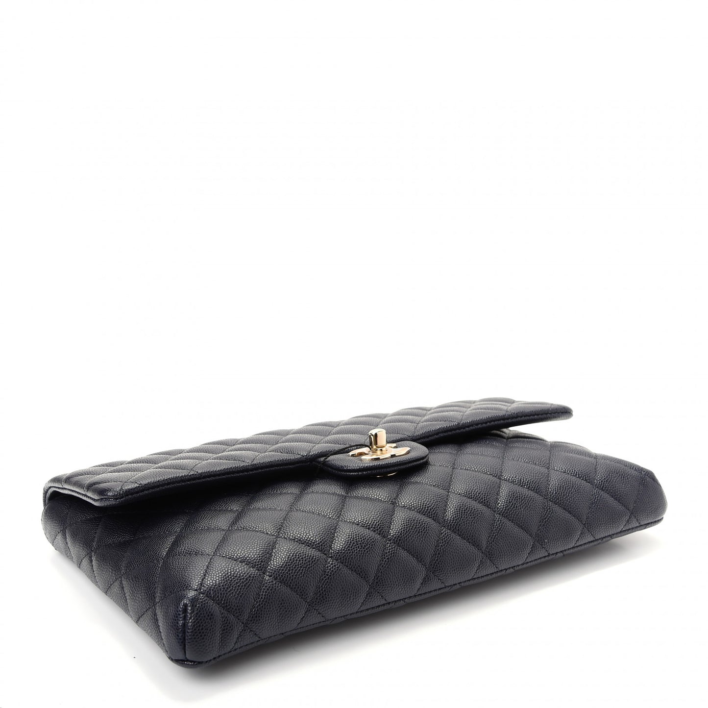 Caviar Quilted Flap Clutch Navy Blue