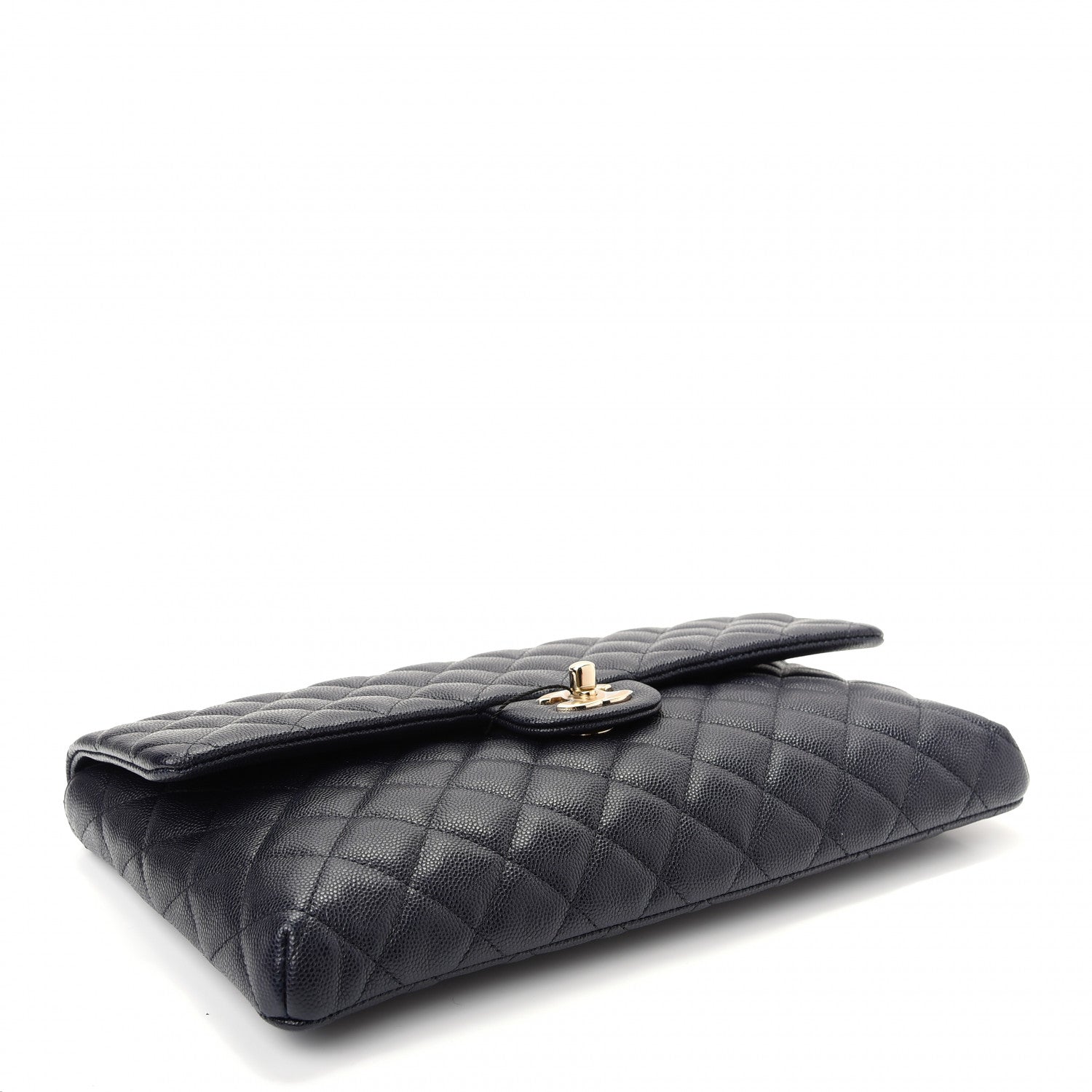 Chanel Caviar Quilted Flap Clutch Navy Blue 4 of 7
