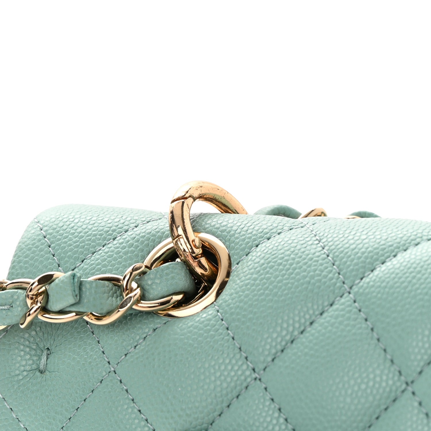 Chanel Caviar Quilted Medium Double Flap Light Blue 16 of 17