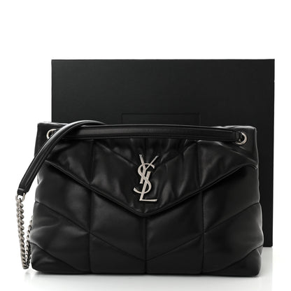 Saint Laurent Lambskin Quilted Medium Loulou Puffer Monogram Chain Satchel Black 11 of 11