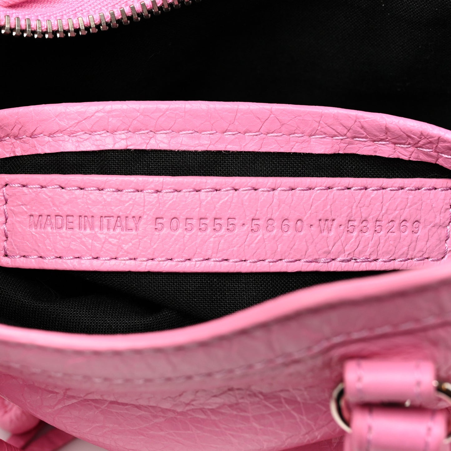 Agneau Arena Classic Silver Hardware Nano City Logo Strap Baby Pink Black