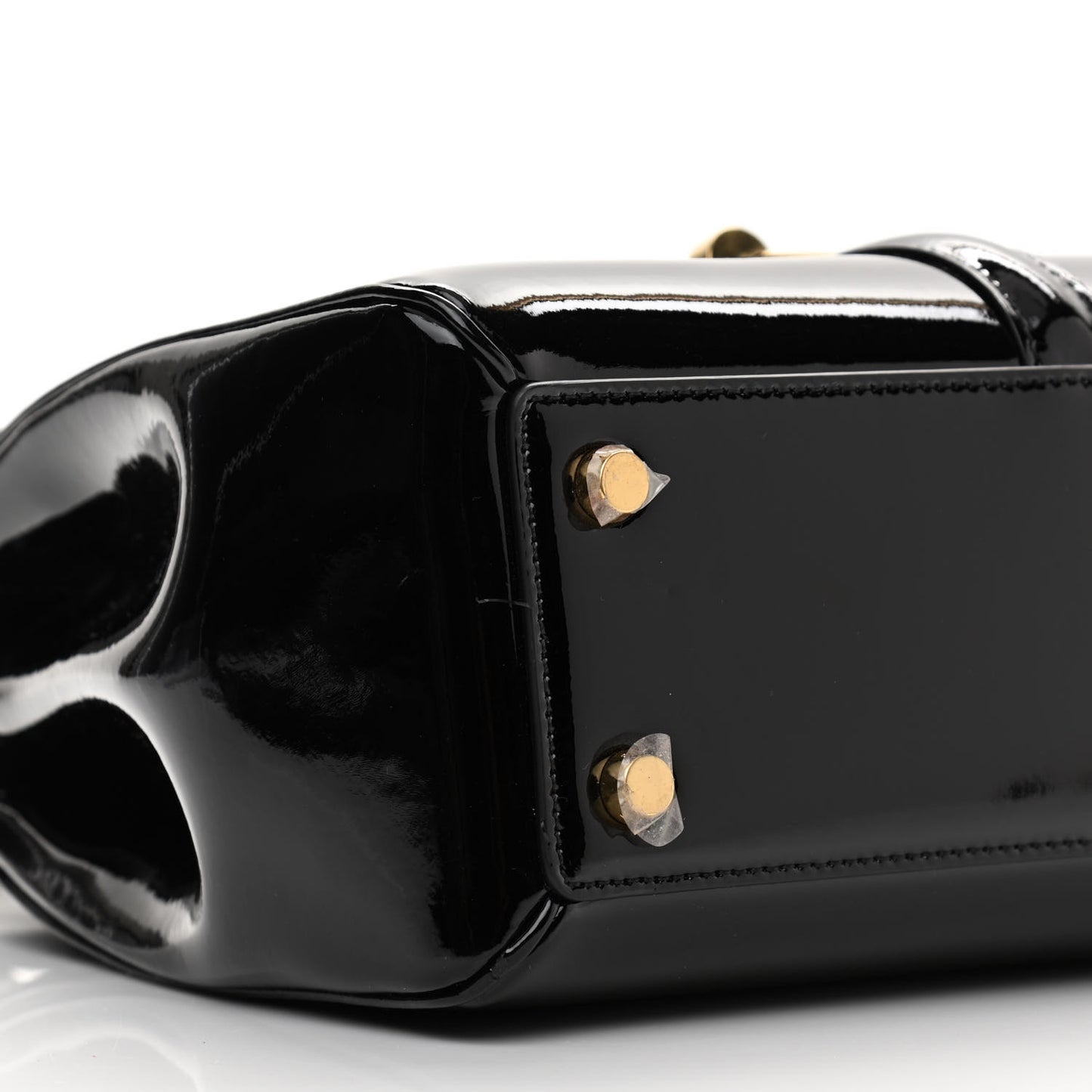 Patent Calfskin Small 16 Top Handle Bag Black